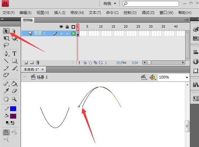 Flash变形线条并连接的操作教程截图