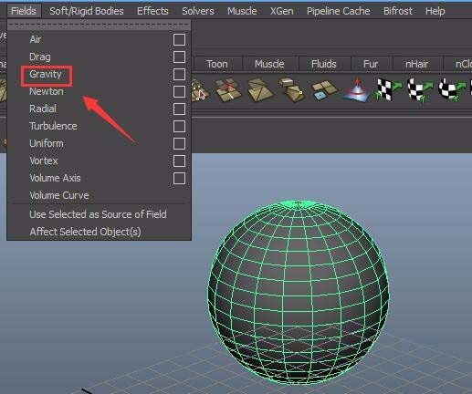 maya将球体加上重力场动画效果的方法步骤截图
