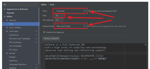 pycharm改中文字体的操作教程截图