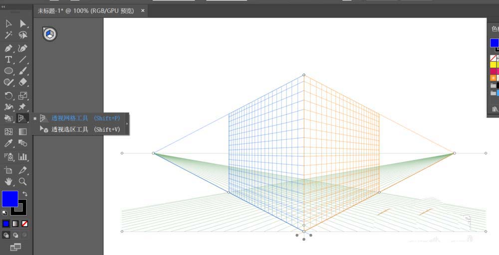 Adobe Illustrator CS6中使用透视网格工具的操作方法截图