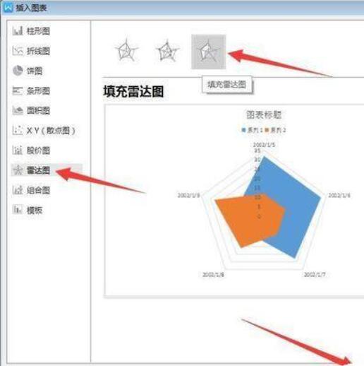 Wps2019文字中插入雷达图的方法步骤截图