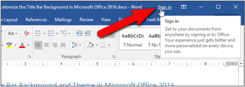 Microsoft Office2016自定义标题栏主题的详细教程截图